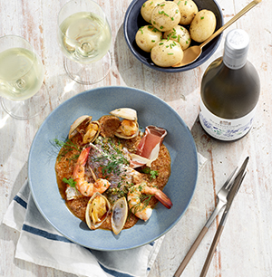 Fish, Prawns and Clams with Anchovy Butter