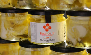 Close up of cheese jars at Binnorie Dairy
