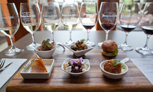 Line up of wines at Hungerford Hill with matching food