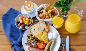 Tablescape of breakfast food at Redsalt