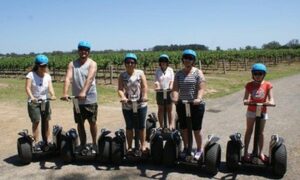 Sedgeway group with vineyard in background