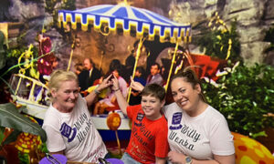 Guests enjoying themselves in the Willy Wonka room at Sutton Estate